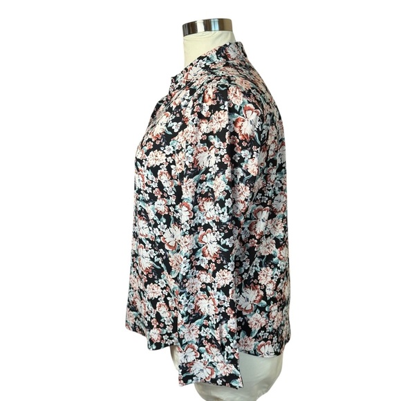 LC Lauren Conrad Button Front Shirt XXL Dark Floral Cottagecore Feminine Office - Picture 3 of 10